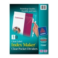 Avery Index Maker 5 Tab Clear Pocket View Dividers