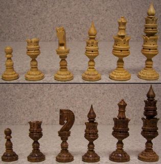 Chess Set & folding Storage Box Board India Maharaja hand carved solid