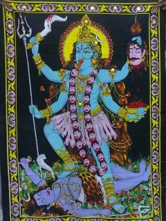 Goddess Kali Deity Sequin Indian Gods Religious Hindu Art Wall Hanging