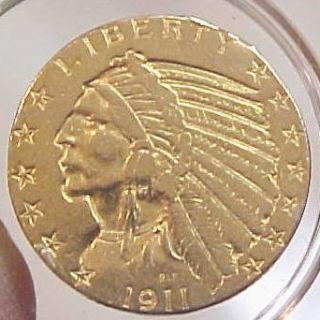 1911 US $5 Dollar Indian Head Gold Coin
