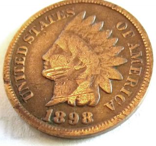 Indian Head 1 One Cent 1898 US Coin