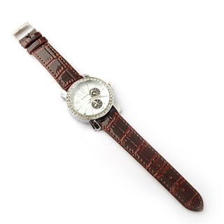 USD $ 9.39   Big Dial PU Leather Band Crystal Characteristic Women
