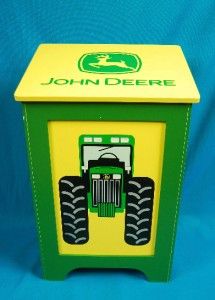 John Deere Wood Box Bin Clothes Hamper Garbage Toys Child Decor