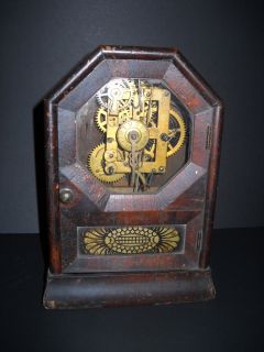  19thC Seth Thomas Ogee Mantle Clock Industrial Revolution Gears