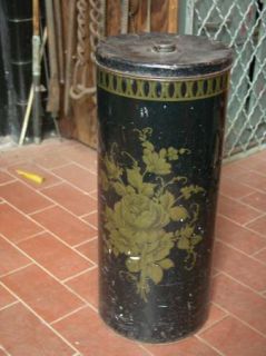 Vintage Vented Metal Hamper with Floral Design from The 1950S