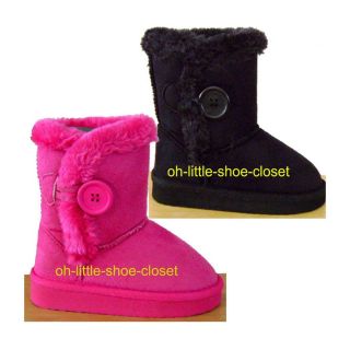 Black Fuchsia Pink Baby Toddler Infant Eskimo Furry Walking Boots Size