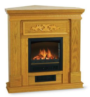 Electric Infrared Fireplace Heater Media Corner Oak Wood Color Mantel