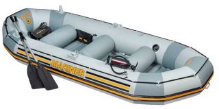 Intex Mariner 4 Inflatable Raft River Lake Dinghy Boat Set Motor Mount