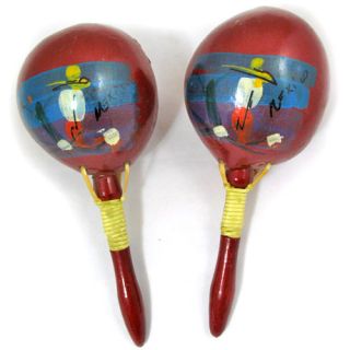  Hand Painted Wood Wooden Musical Music Rattle Shaker Instrument