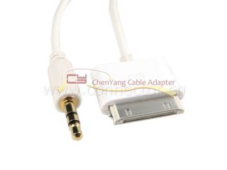 5mm Audio Aux Input to iPhone iPad iPod 30P Cable White Color