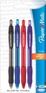 4X Paper Mate Profile Ballpoint Pens 4 Colored Ink Pens 89473