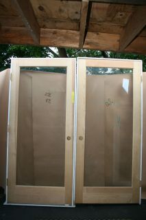 Two Prehung Interior Solid Wood French 1LITE Glass Doors Left Handed