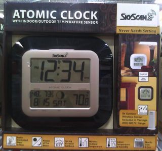 Sky Scan Atomic Clock with Indoor Outdoor Temperature Sensor