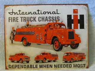 New Licensed International Harvester Sign Tin Fire Truck Chassis