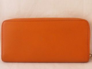 Michael Kors Jet Set Continental Zip Around Tangerine Leather Wallet $