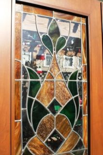 Interior Leaded Stained Glass French Mahogany Doors