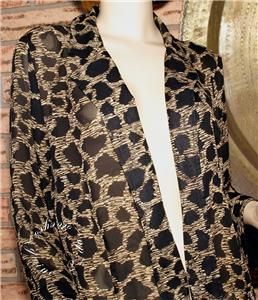 New Investments Open Front Leopard Semi Sheer Chiffon Tunic Top Cover