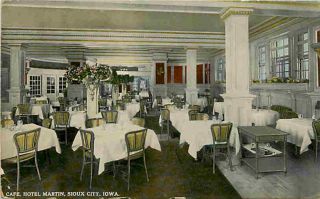Sioux City Iowa 1914 Interior of Cafe in Hotel Martin