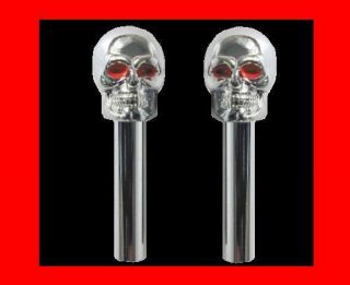New Set of 2 Chrome Skull Hot Rod Rat Door Look Pull Knobs Set Pair