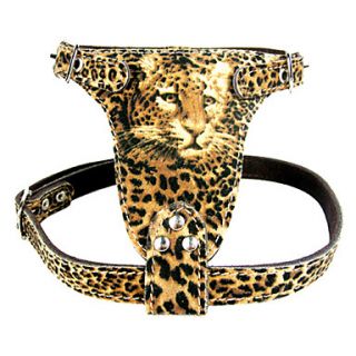 EUR € 24.65   Pelle di Mucca Floccaggio Harness stampa leopardo di