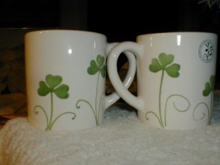 IRISH Celtic SHAMROCK Mugs S/2 ST PATRICKS DAY~Hand Painted~Made in