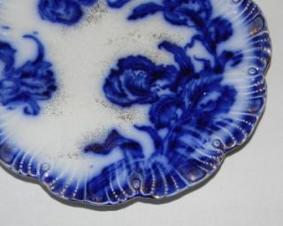 Art Nouveau Flow Blue Plate by w E Corn Iris Pattern M