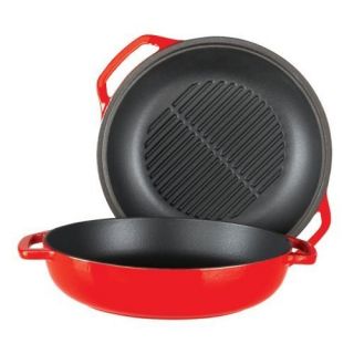  Red 10 Casserole w Grill Pan Lid Cast Iron Cookware 26252 7CW