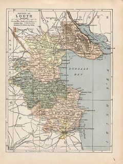 County Louth Ireland Authentic Antique Map Genuine 112 Years Old Made