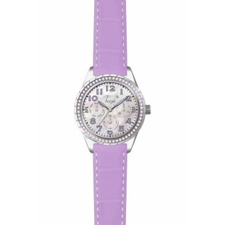 Invicta 12607 Womens Angel Crystal Accent Bezel Purple Strap MOP Dial