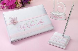 Quinceanera Mis Quince Anos Guest Book with Pen Set