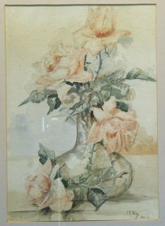 Fine Floral Watercolor Painting Irving R Wiles C 1883