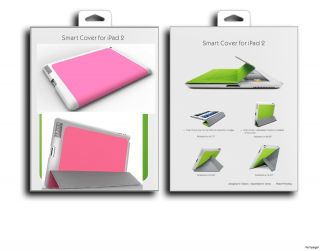 ipad 2 New Design PINK magnetic smart cover leather wake sleep w/ hard