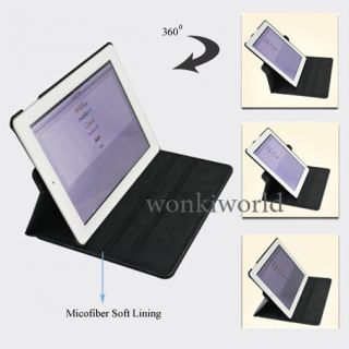 iPad 2 Smart Cover Leather Stand Case with 360° Rotating Swivel