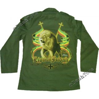  Jah Haile Selassie Jacket Army New Green Rastafari Irie Gift