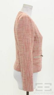 Iro Red Silver Tweed Asymmetric Zip Jacket Size 1