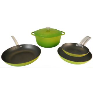  Chef 5 Piece Light Enamel Cast Iron Green Cookware Set on Sale