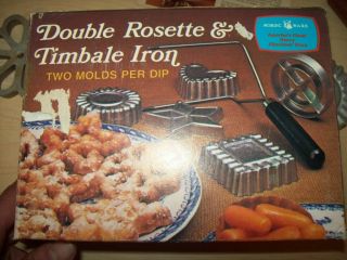 Vintage~Double Rosette & Timbale Iron~Nordic Ware~4 molds~Box~Recipe