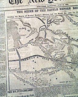 SEVEN DAYS BATTLES Oak Grove & James Island SC Civil War Maps in 1862