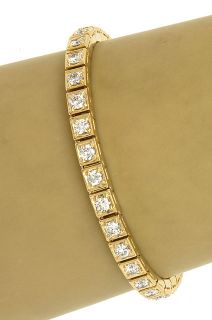  18K Gold 5 Carats Diamonds Ladies Opulent Tennis Style Bracelet