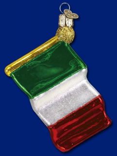 Italian Italy Flag Blown Glass Old World Christmas Ornament New