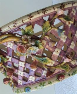 Antique Italian Art Pottery Basket Weave Centerpiece Capodimonte