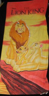 Vtg Disney The Lion King Beach Towel Simba Mufasa Nala Large
