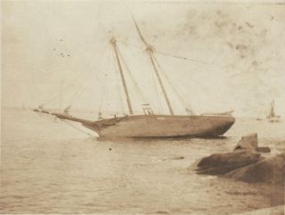  4x3 PRINT OF THE TWO MASTED WRECKED SCHOONER ARIZONA ISLESFORD MAINE
