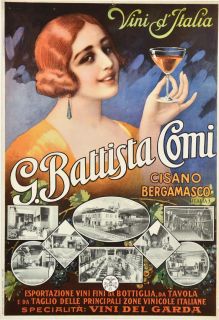  Vintage Italian Wine Advertising Poster G Battista Comi Italy