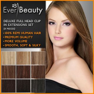 Clip in Remy Human Hair Extensions Full Head
