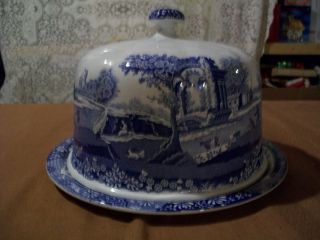 Spode Blue Italian Domed Covered Cheese Cake Dish