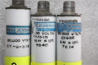 Lot of 3 ITT Jennings Capacitor 25 000 Volts