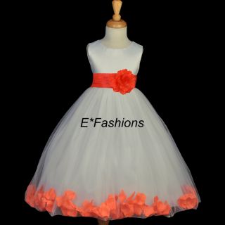 Ivory Orange Wedding Flower Girl Dress 12M 18M 2 2T 4 4T 5 6 6X 7 8 9