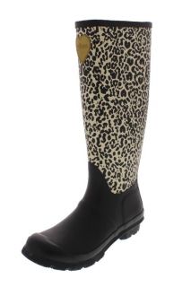 Guess New Iselin Black Ivory Animal Print Rain Boots Shoes 7 BHFO