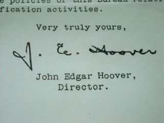 RARE 1936 FBI Grouping J Edgar Hoover Signature Fingerprinting Cards